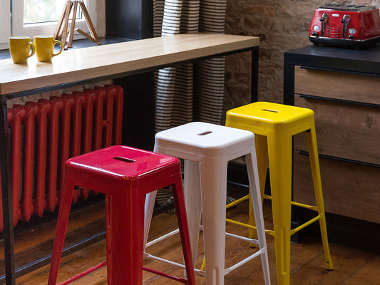 Set mit 2 Barhockern CABRILLO Metall Gelb
