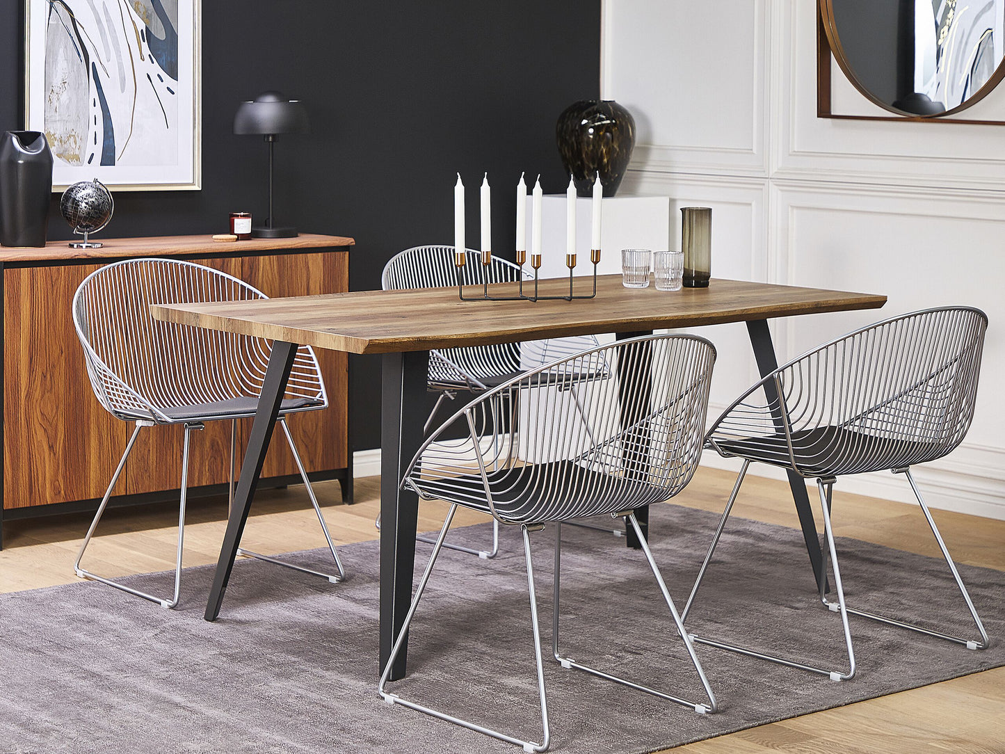 Esszimmerstuhl 2er Set AURORA Metall Silber
