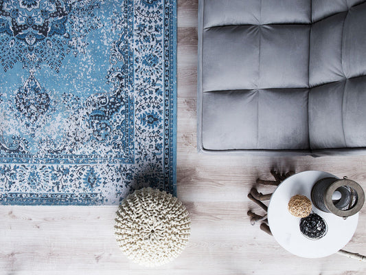 Teppich Baumwolle blau 140 x 200 cm Kurzflor ALMUS