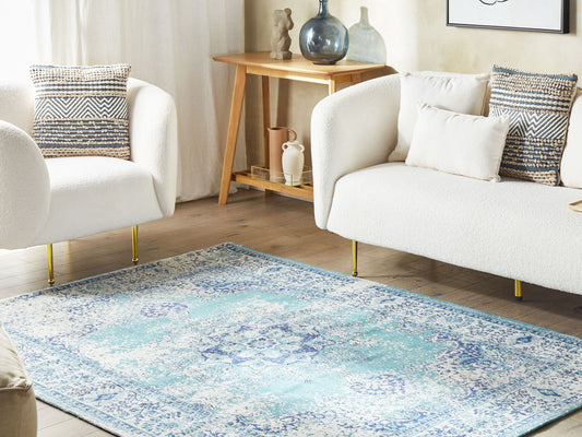 Teppich Baumwolle blau 160 x 230 cm Kurzflor ALMUS