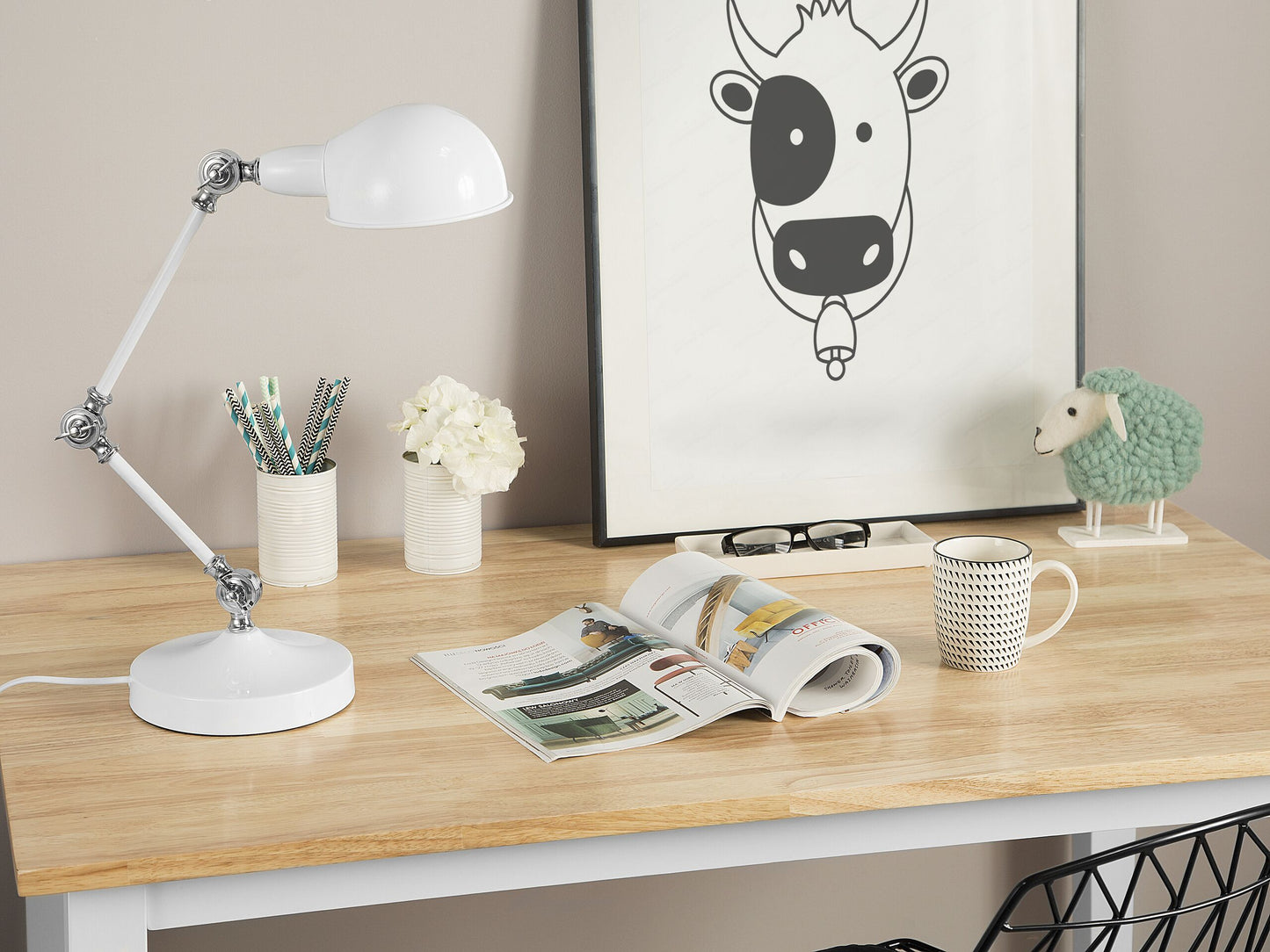 Schreibtischlampe schneeweiss 61 cm rund CABRIS