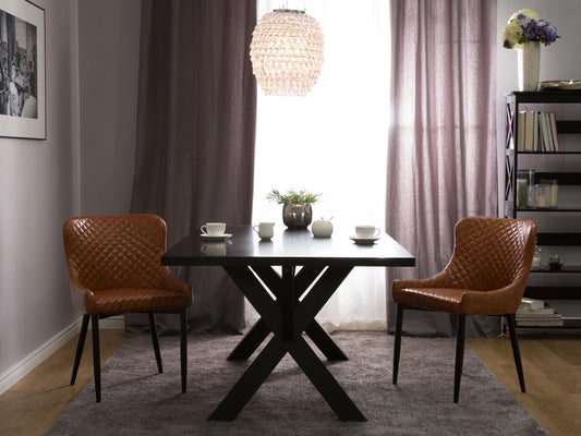 Esszimmerstuhl 2er Set SOLANO Kunstleder Goldbraun