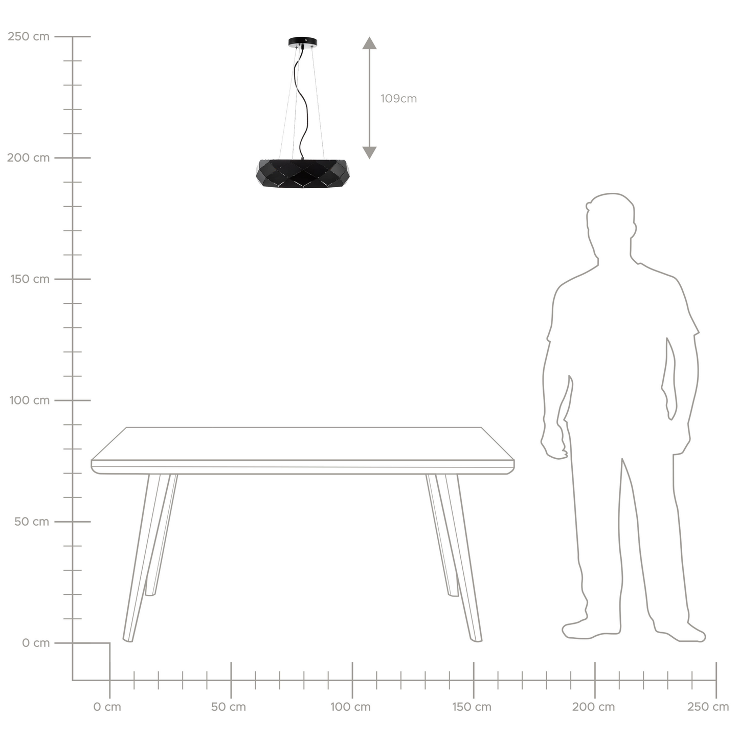 Hängelampe schwarz 3-flammig geometrisch CESANO