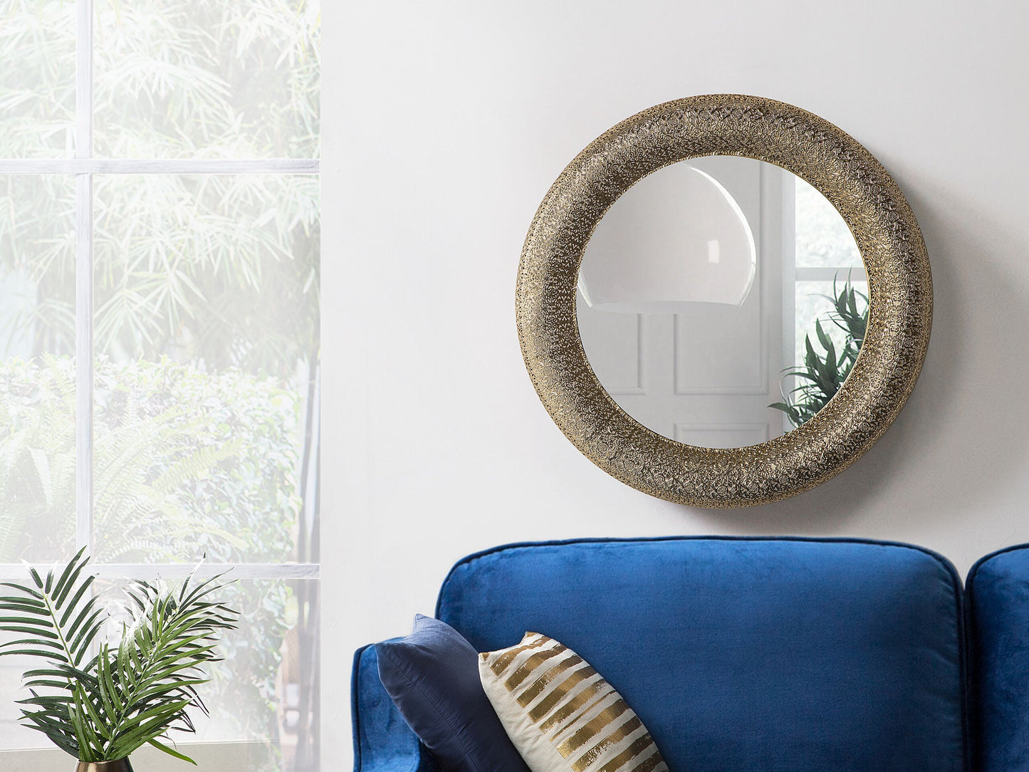 Wandspiegel CHANNAY 80 cm 80 cm Metall Gold