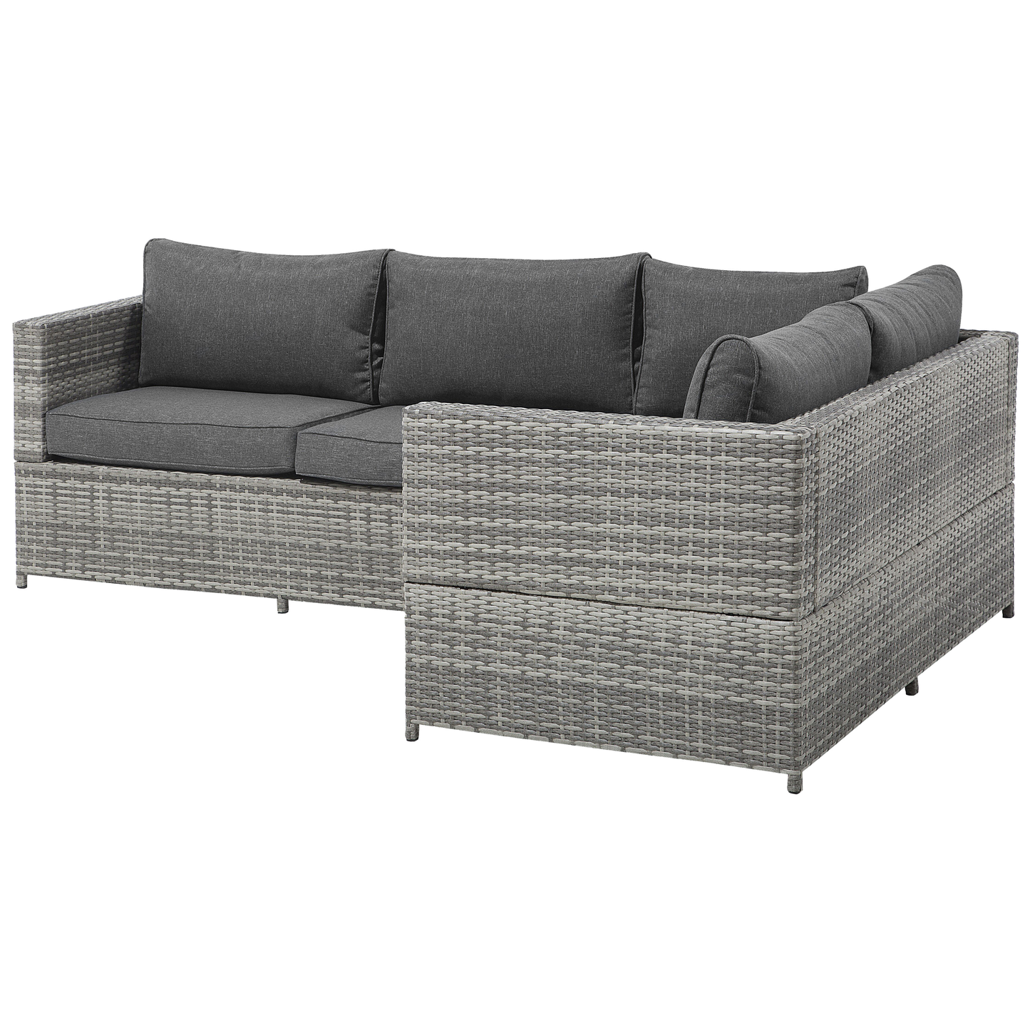 Garten Ecksofa mit Tisch 4-Sitzer AVOLA linksseitig Polyrattan Grau