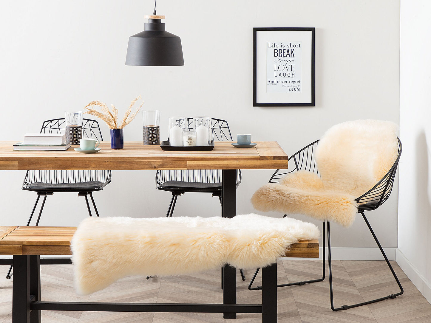 Schaffell-Teppich beige 100-110 cm Langhaar ULURU