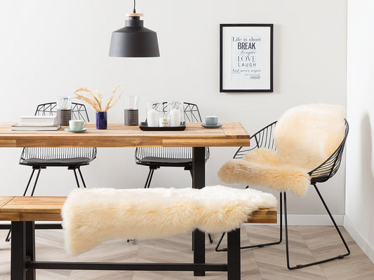 Schaffell-Teppich beige 100-110 cm Langhaar ULURU