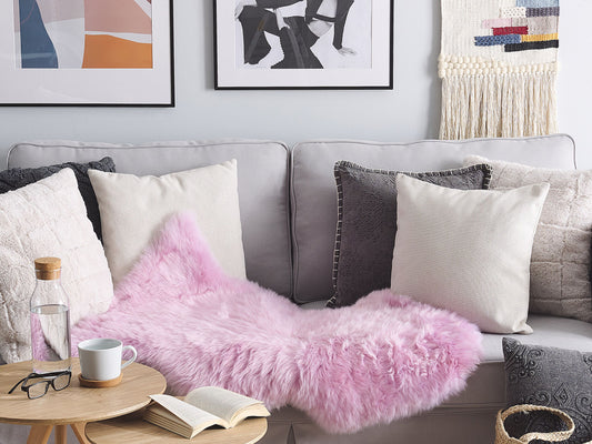 Schaffell-Teppich rosa 100-110 cm Langhaar ULURU