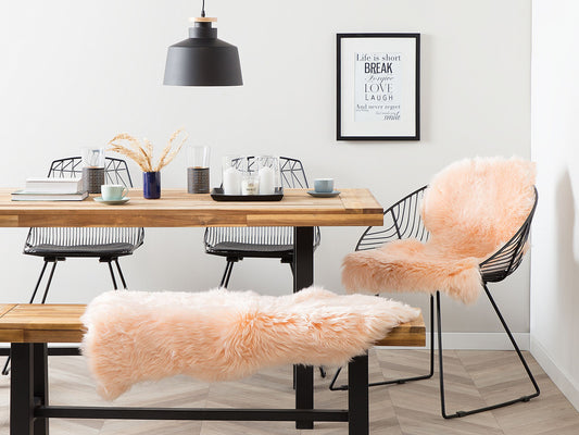 Schaffell-Teppich pfirsichrosa 100-110 cm Langhaar ULURU