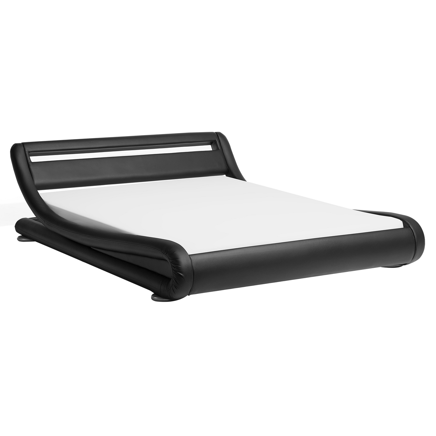 Wasserbett Kunstleder schwarz 160 x 200 cm mit LED-Beleuchtung AVIGNON