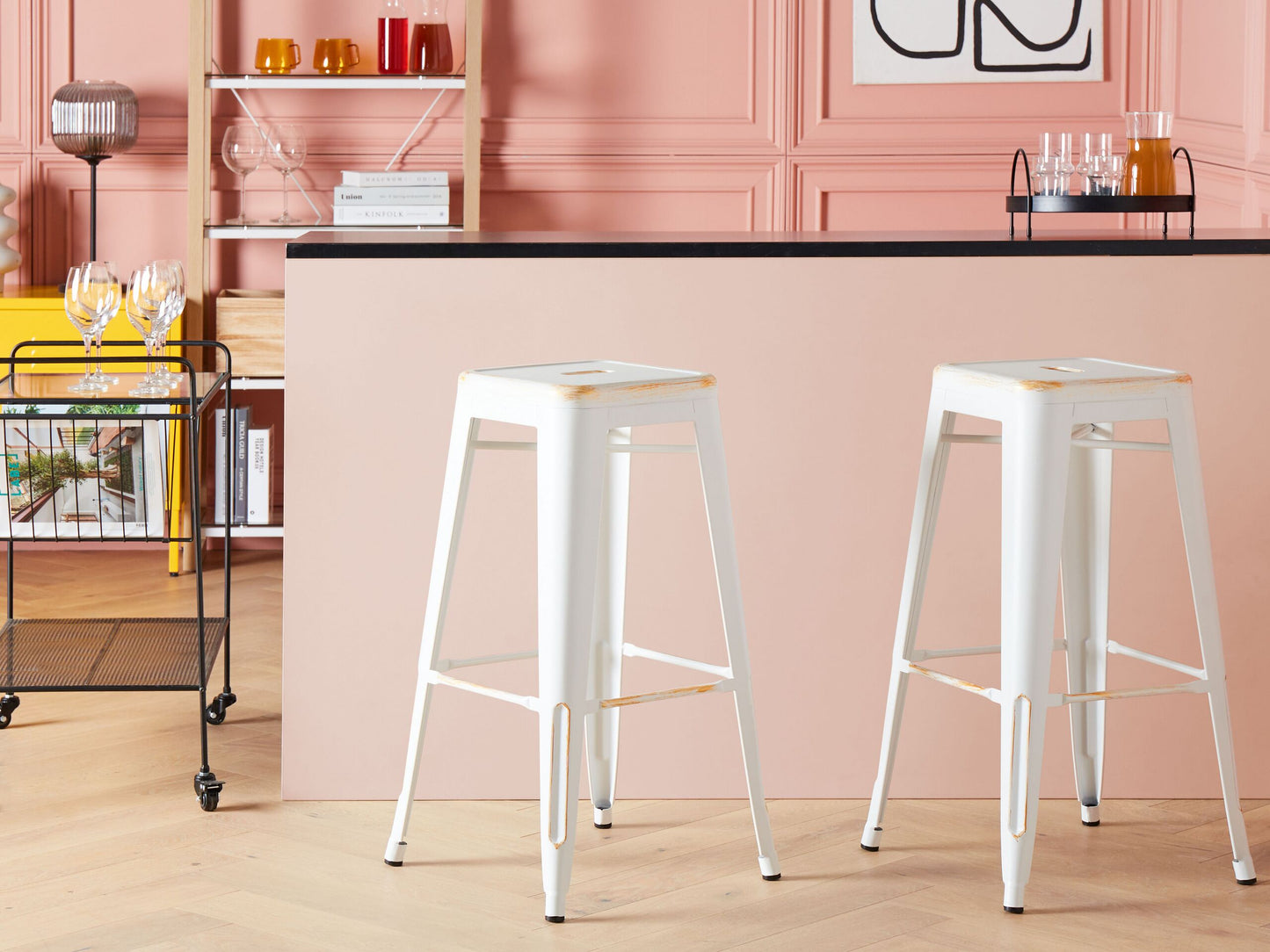Barhocker 2er Set Metall Weiss CABRILLO