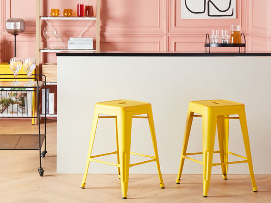 Hocker gelb-gold Höhe 60 cm 2er Set CABRILLO