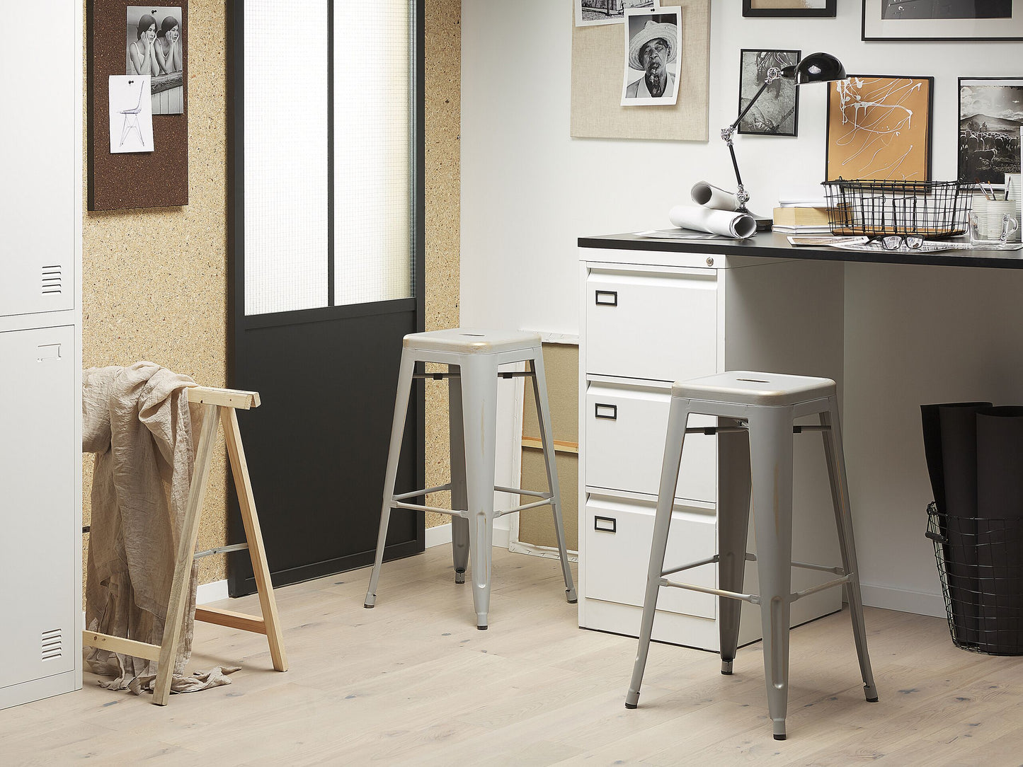 Barhocker 2er Set Metall Silber CABRILLO