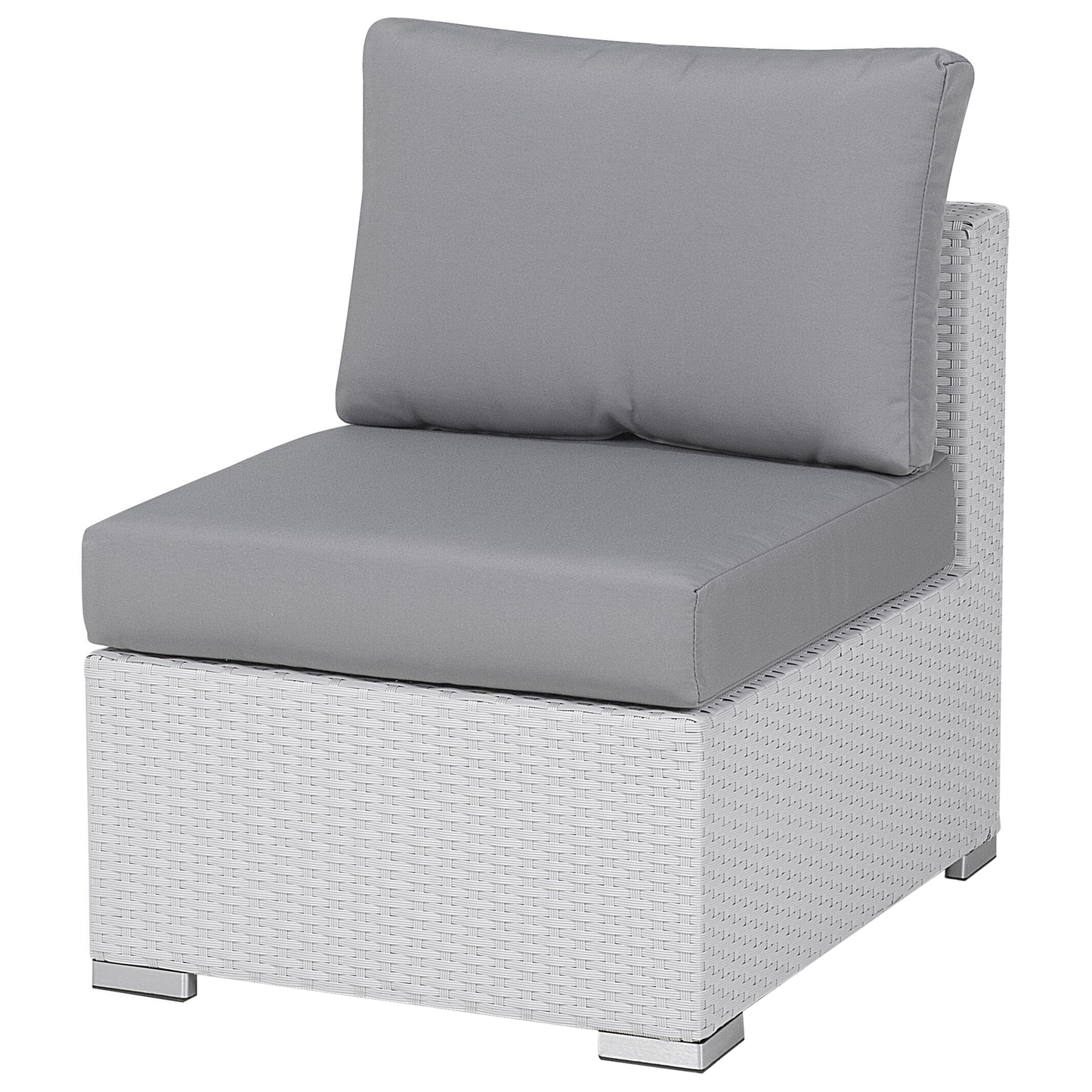 Lounge Set mit Tisch 8-Sitzer XXL rechtsseitig modular Polyrattan Weiss