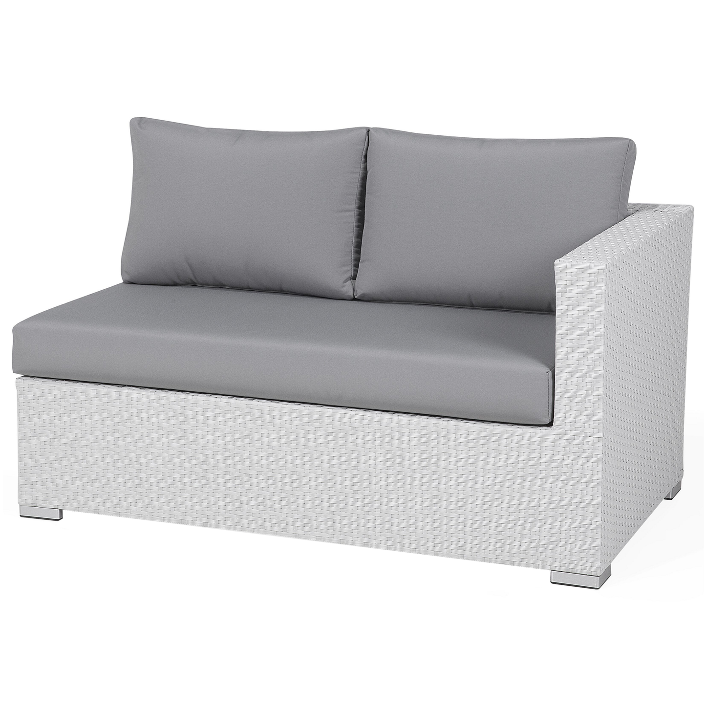 Lounge Set mit Tisch 8-Sitzer XXL rechtsseitig modular Polyrattan Weiss