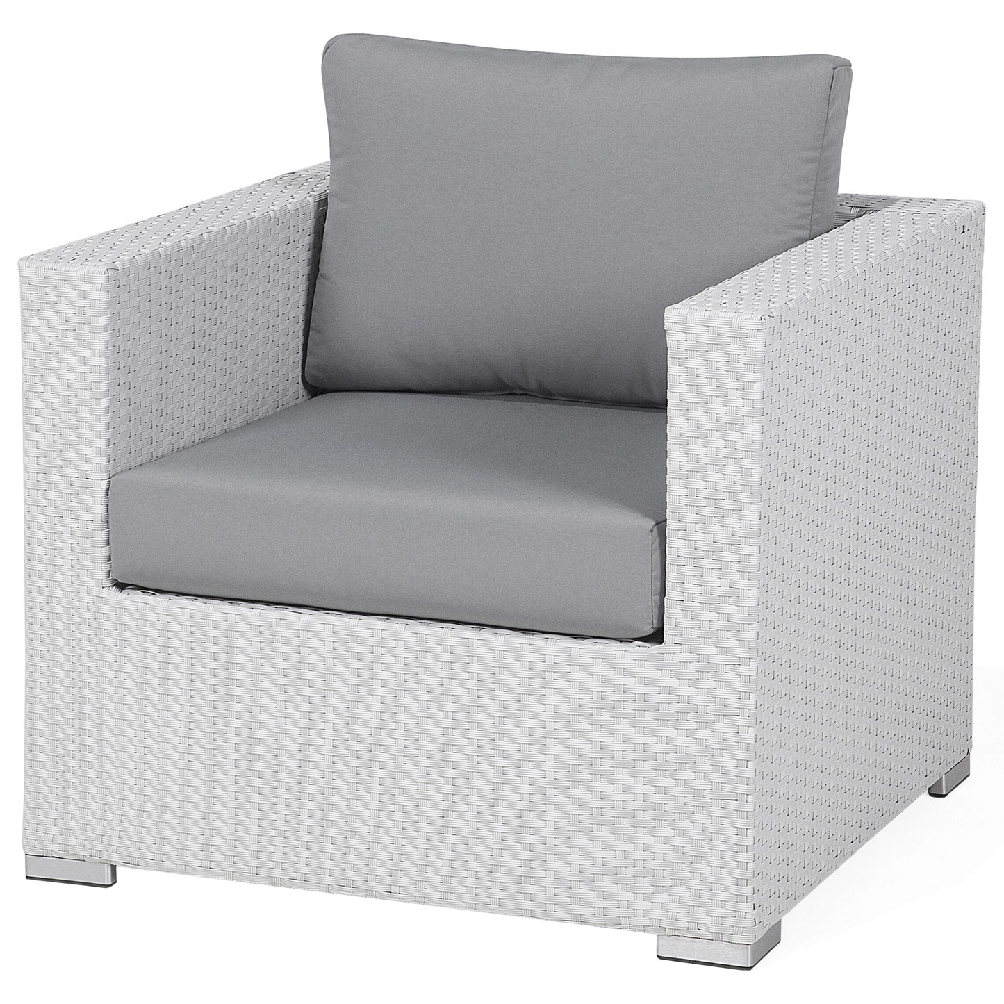 Lounge Set mit Tisch 8-Sitzer XXL rechtsseitig modular Polyrattan Weiss