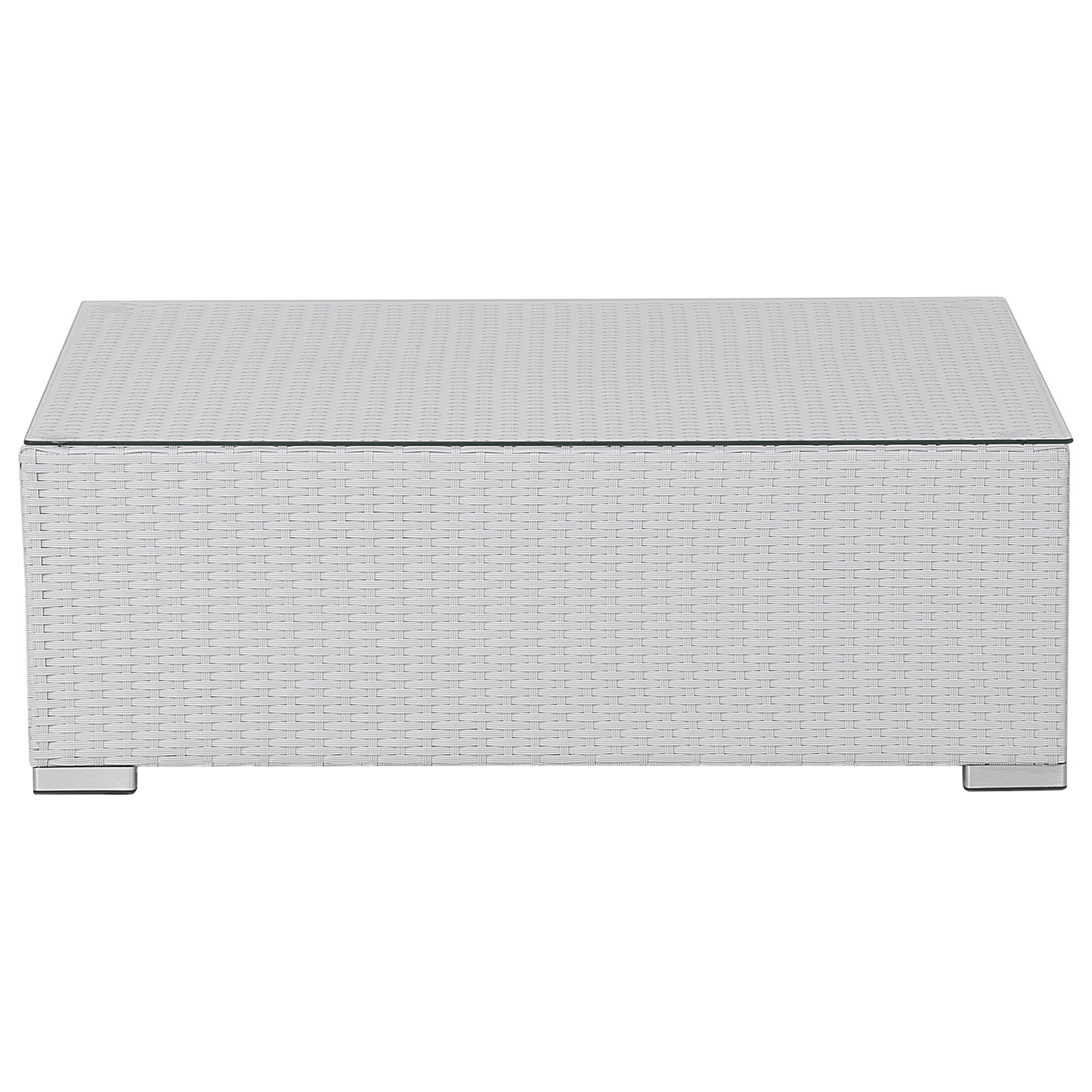 Lounge Set mit Tisch 8-Sitzer XXL rechtsseitig modular Polyrattan Weiss