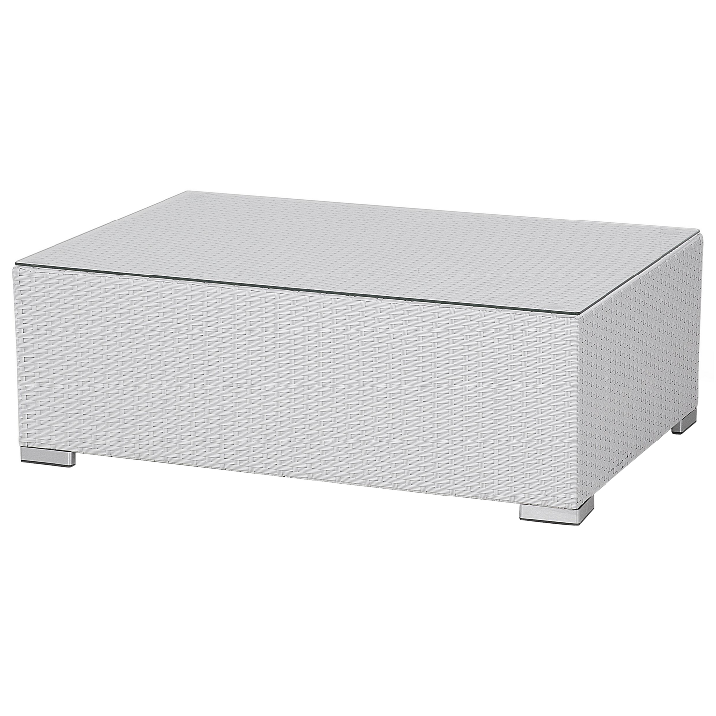 Lounge Set mit Tisch 8-Sitzer XXL rechtsseitig modular Polyrattan Weiss