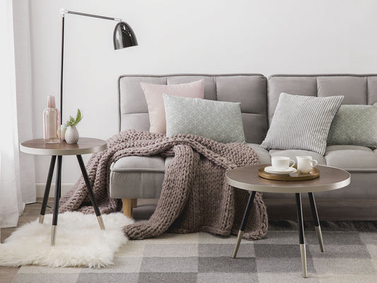 Beistelltisch dunkler Holzfarbton / silber ⌀ 44 cm RAMONA