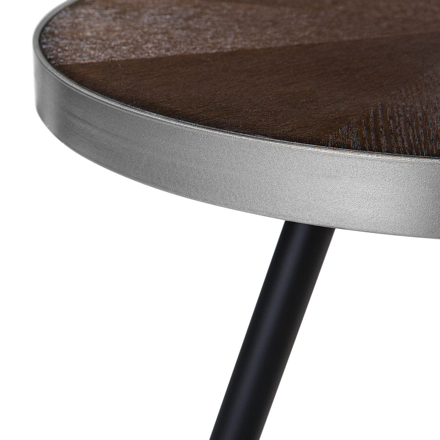 Beistelltisch dunkler Holzfarbton / silber ⌀ 44 cm RAMONA