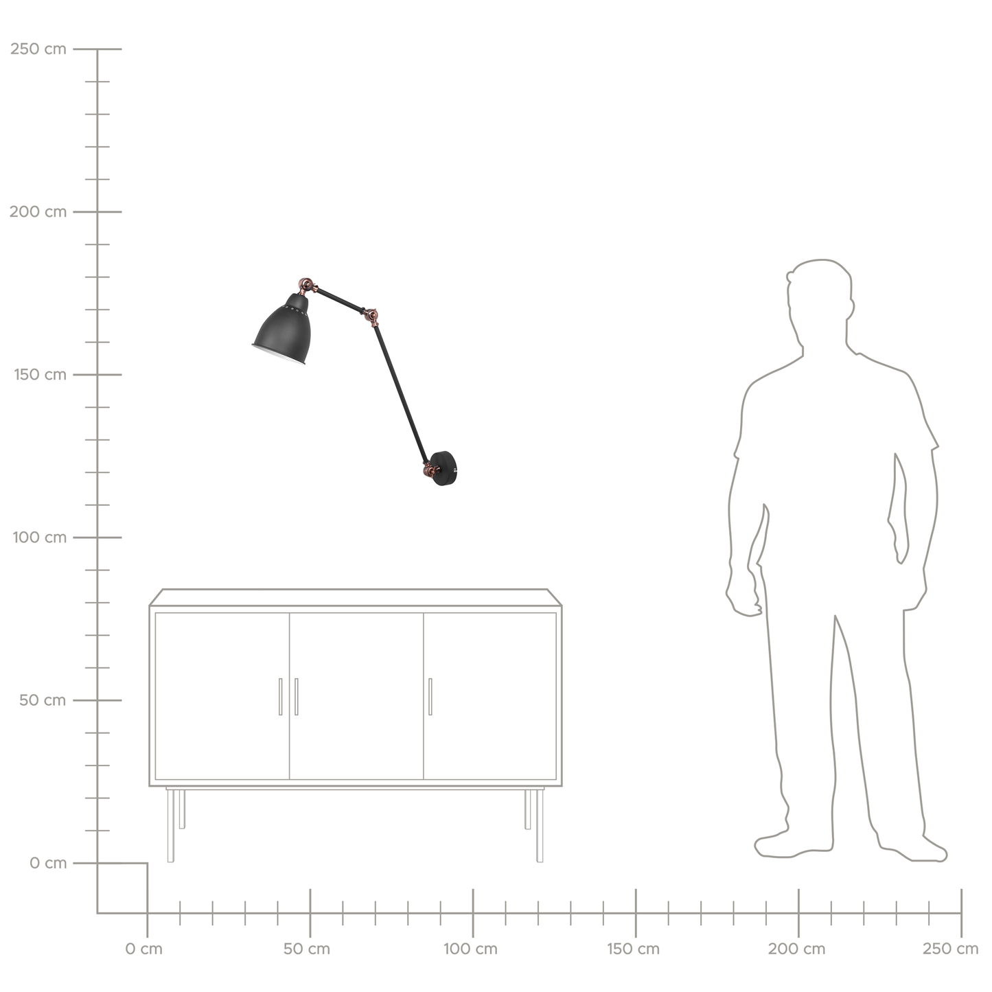 Wandlampe MISSISSIPPI verstellbar Metall Graphitgrau