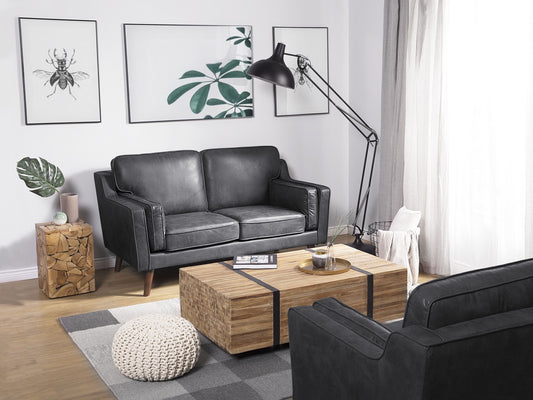2-Sitzer Sofa Kunstleder grau LOKKA