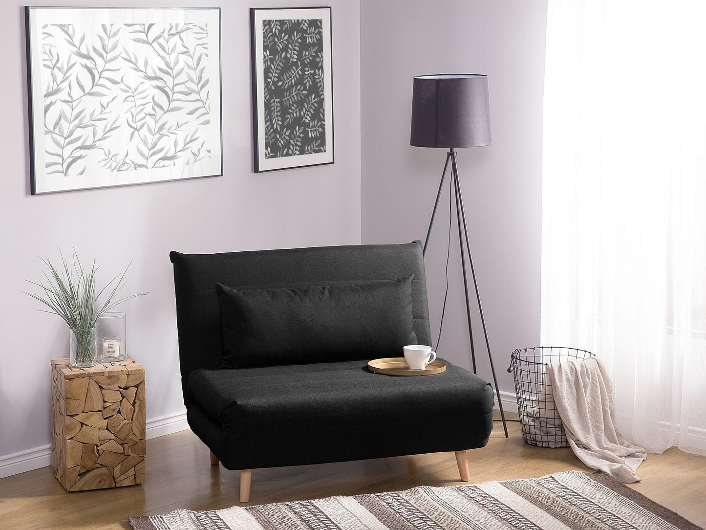 1-Sitzer Schlafsofa schwarz / hellbraun SETTEN