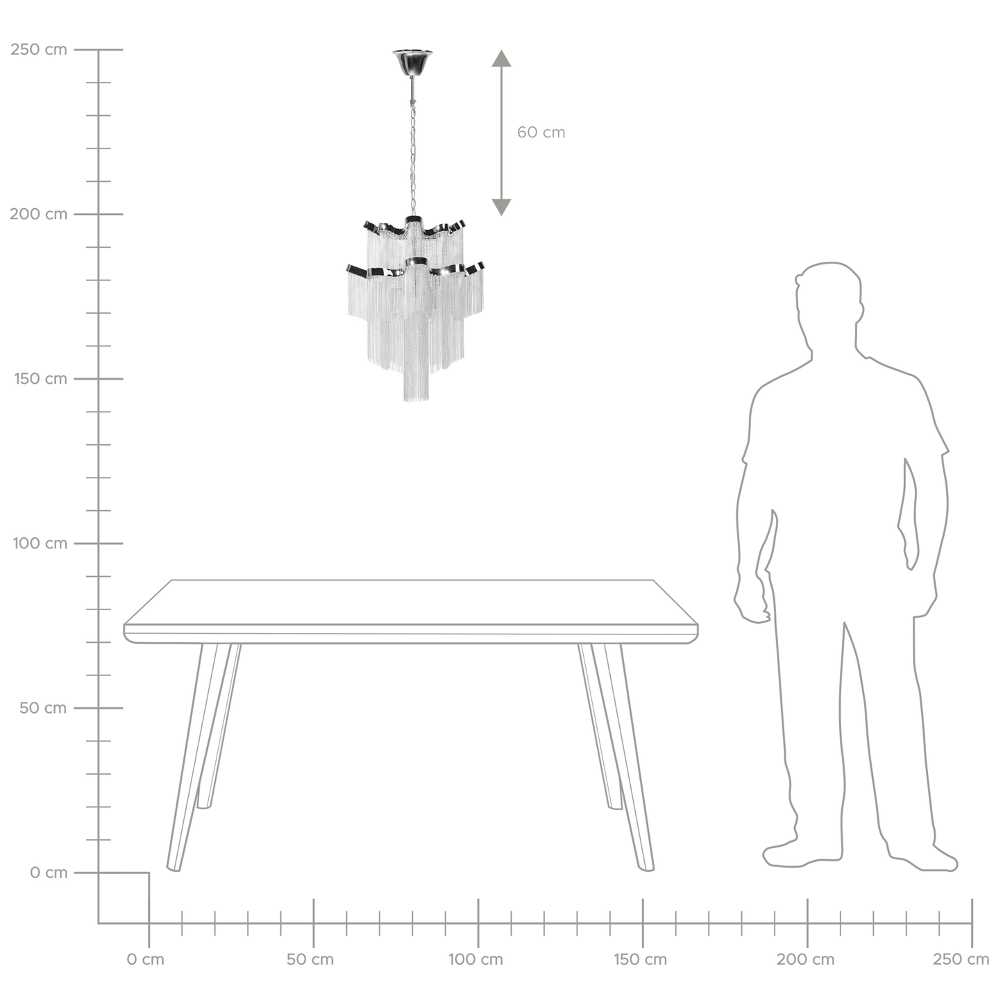 Kronleuchter Metall silber Wasserfall-Optik 6-flammig MUCONE