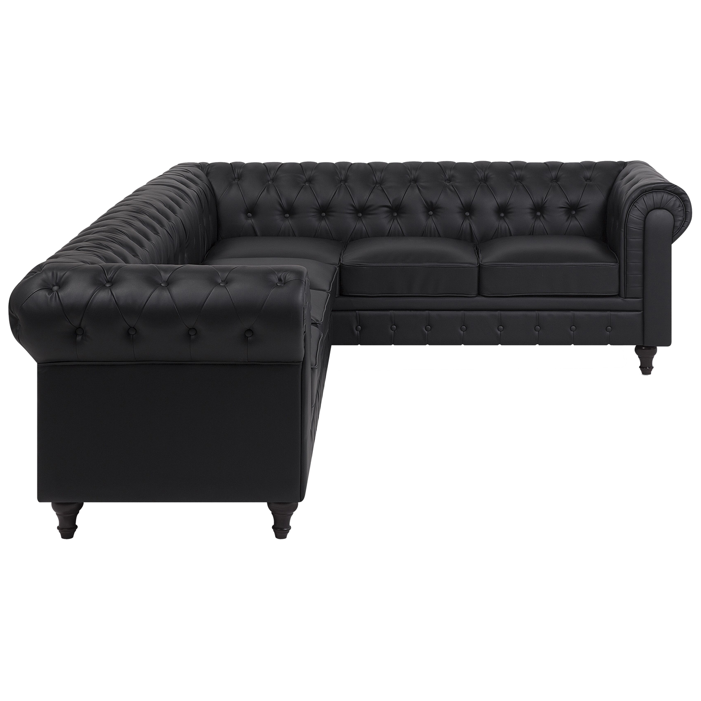Ecksofa Kunstleder schwarz linksseitig CHESTERFIELD