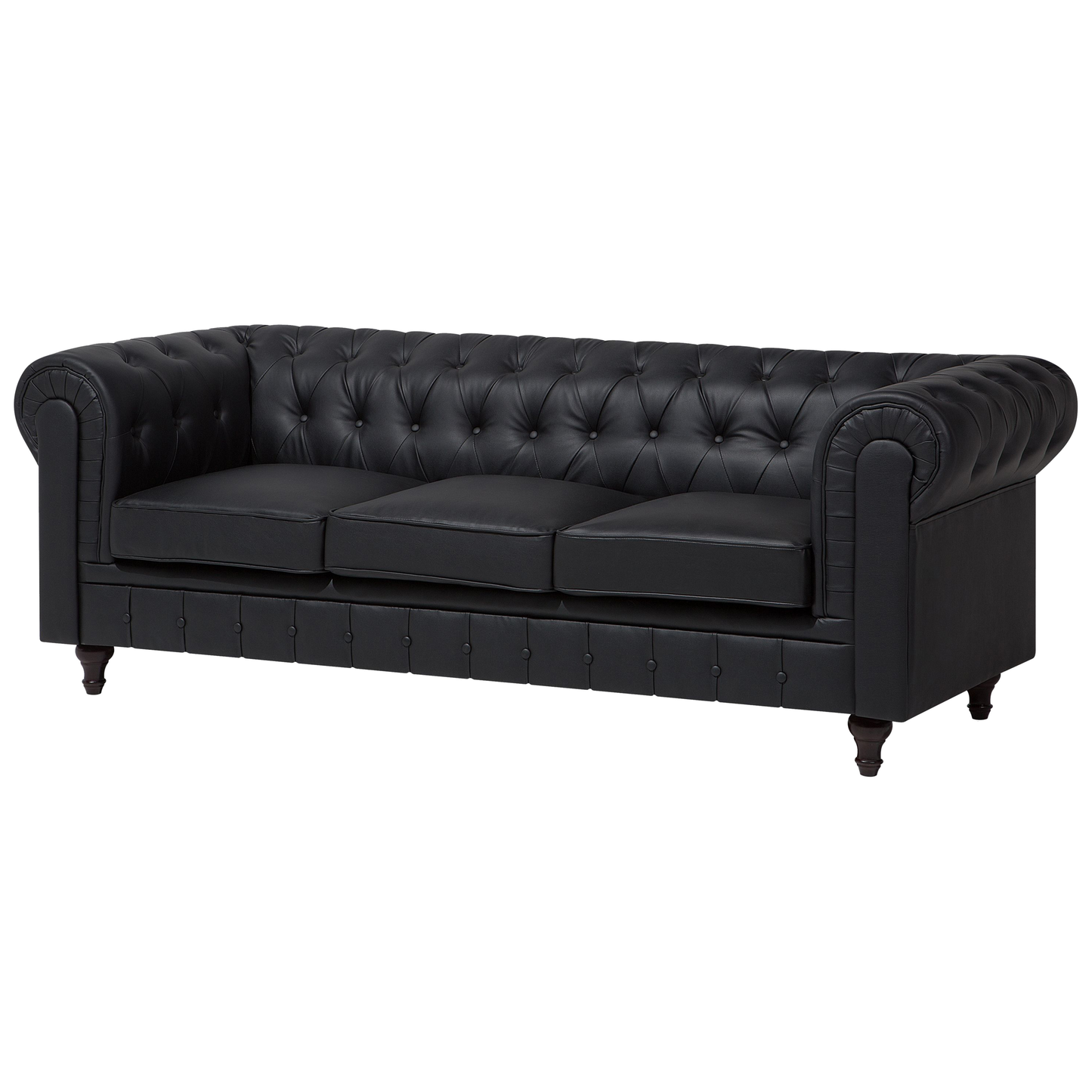 Ecksofa Kunstleder schwarz linksseitig CHESTERFIELD