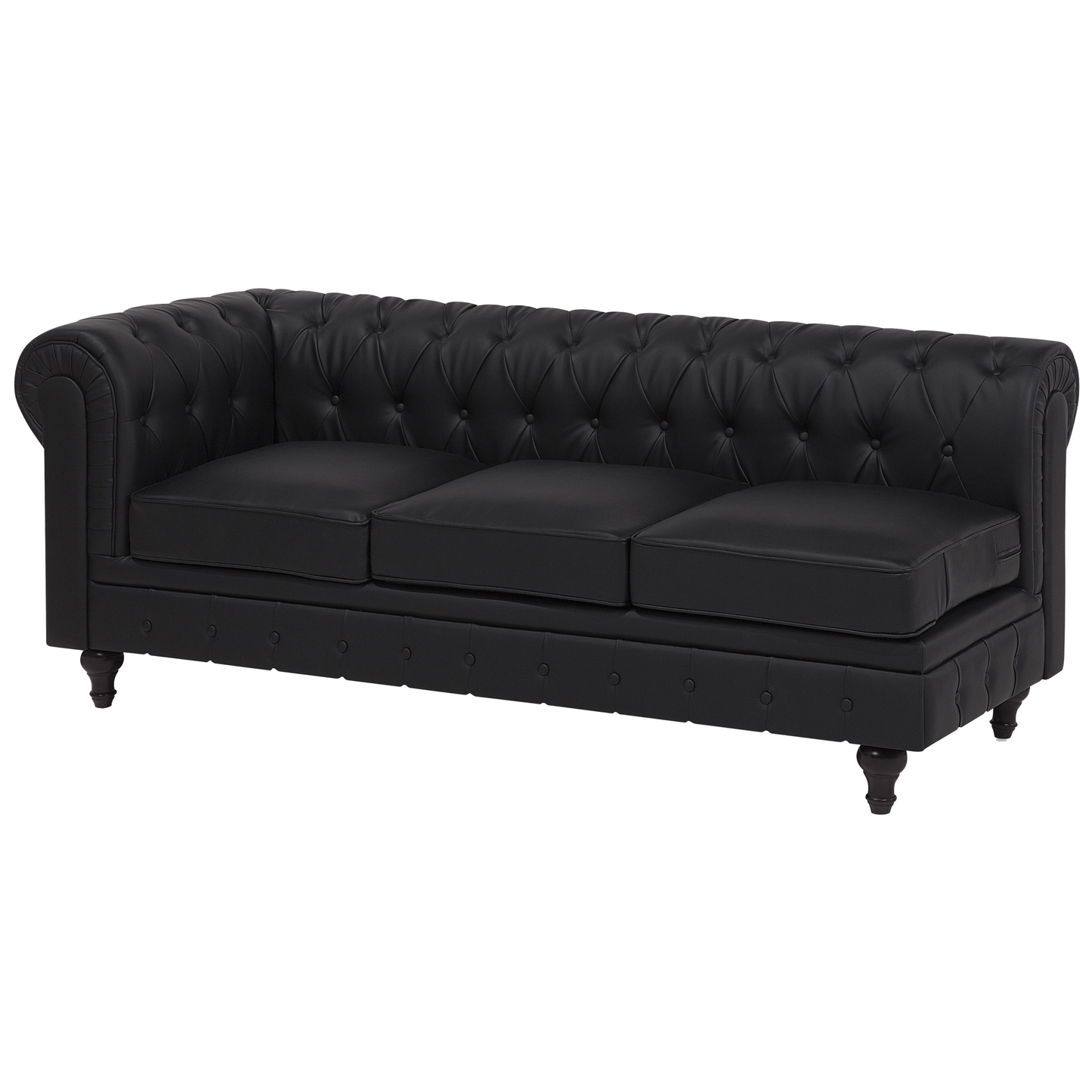Ecksofa Kunstleder schwarz linksseitig CHESTERFIELD