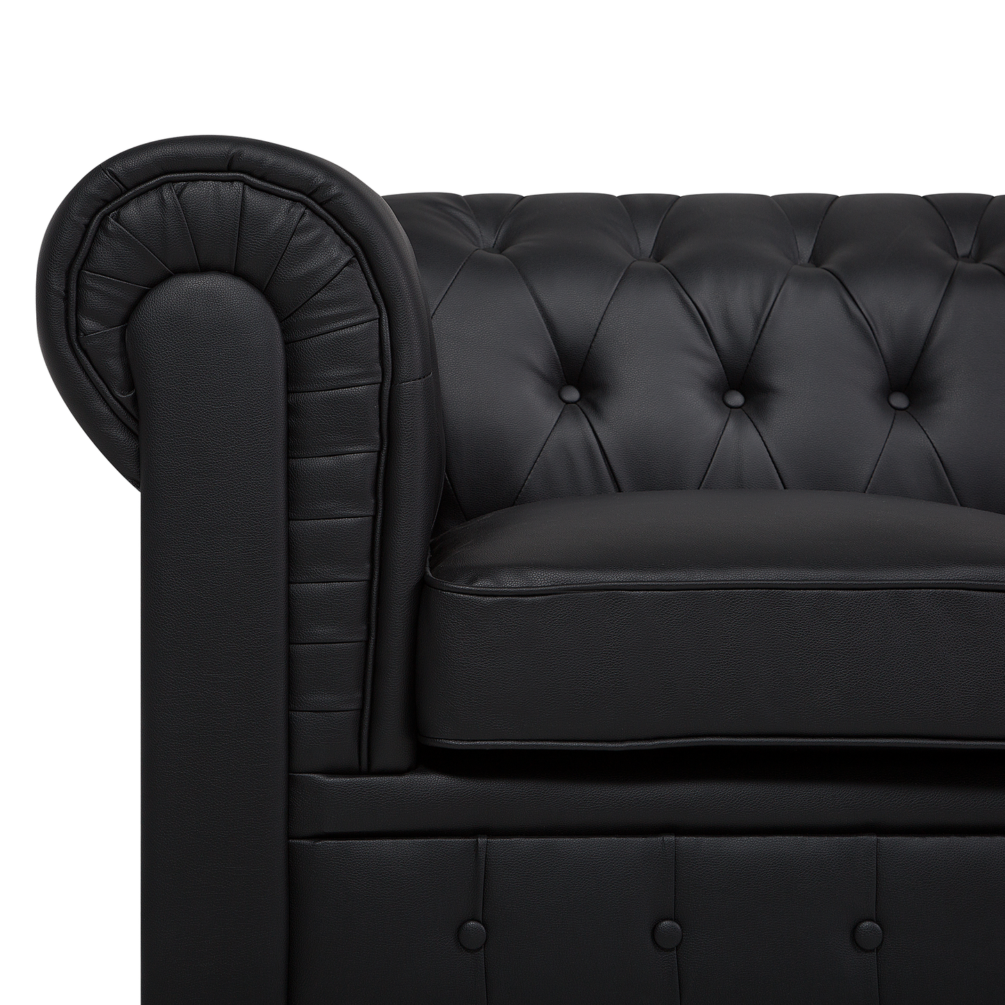 Ecksofa Kunstleder schwarz linksseitig CHESTERFIELD