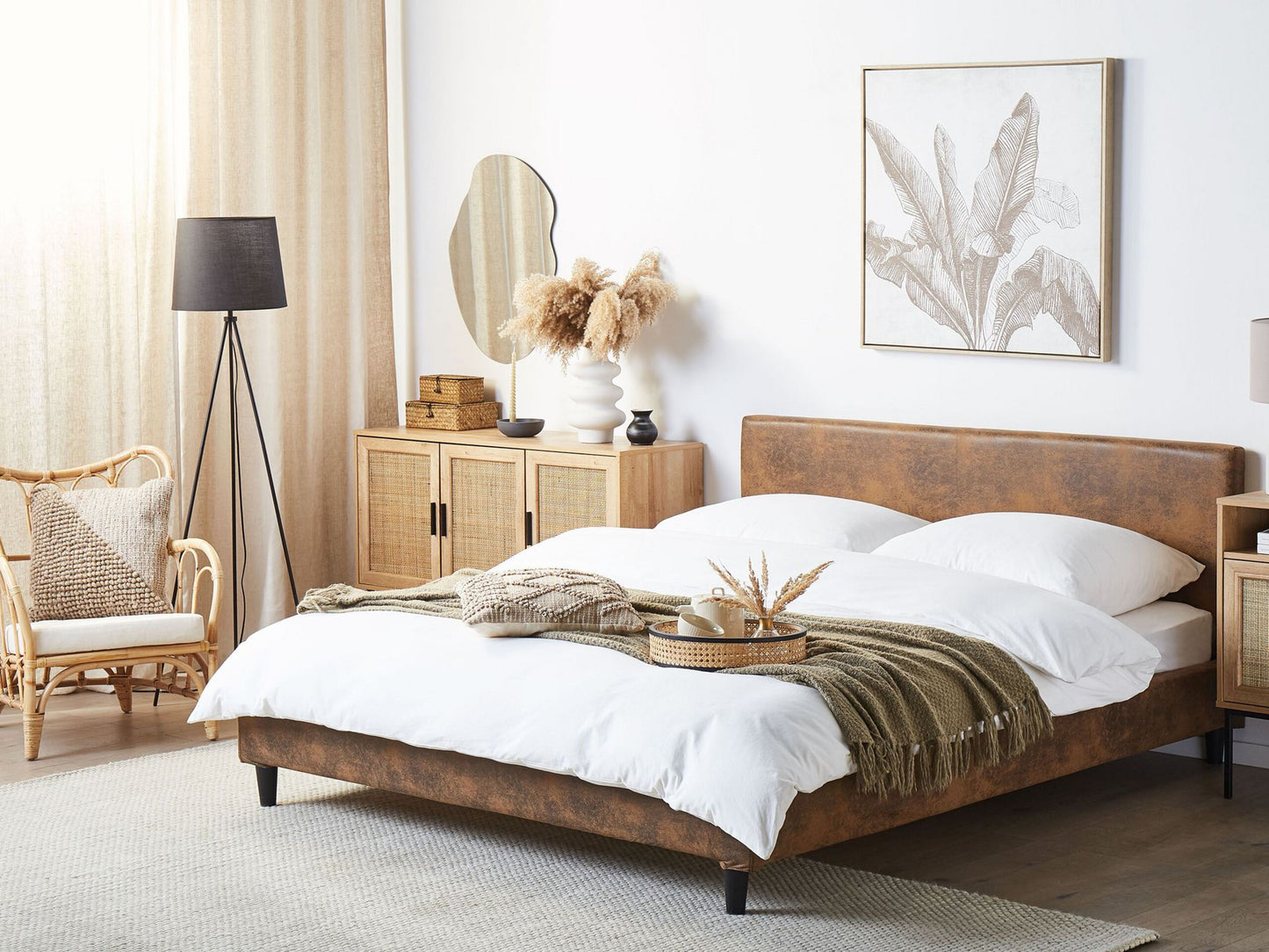 Bett mit Lattenrost Kunstleder FITOU 160 x 200 cm Braun