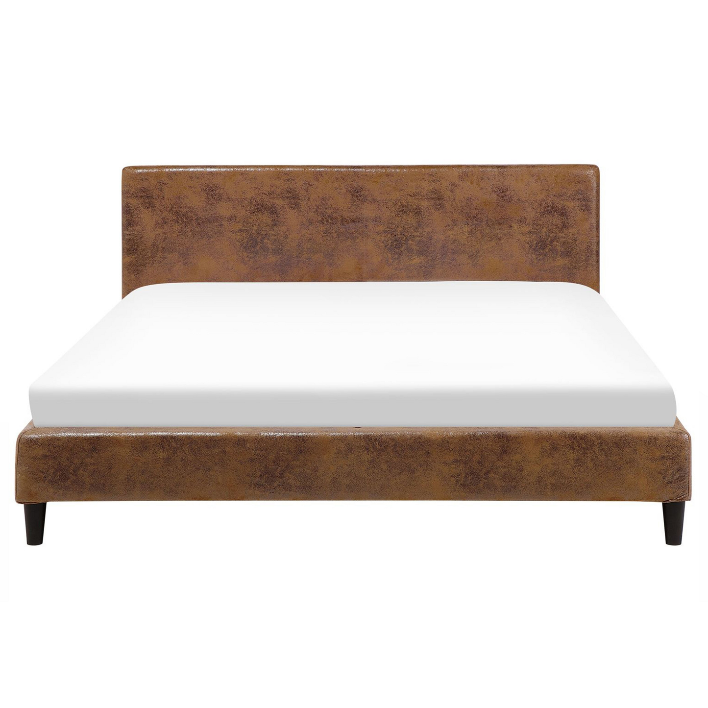 Bett mit Lattenrost Kunstleder FITOU 160 x 200 cm Braun