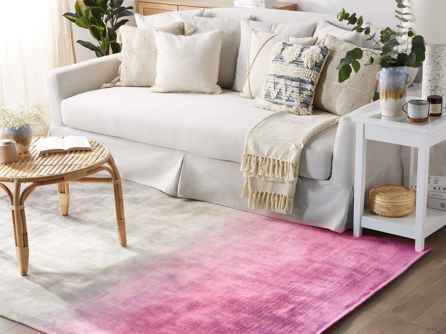 Teppich grau-rosa 140 x 200 cm Kurzflor ERCIS