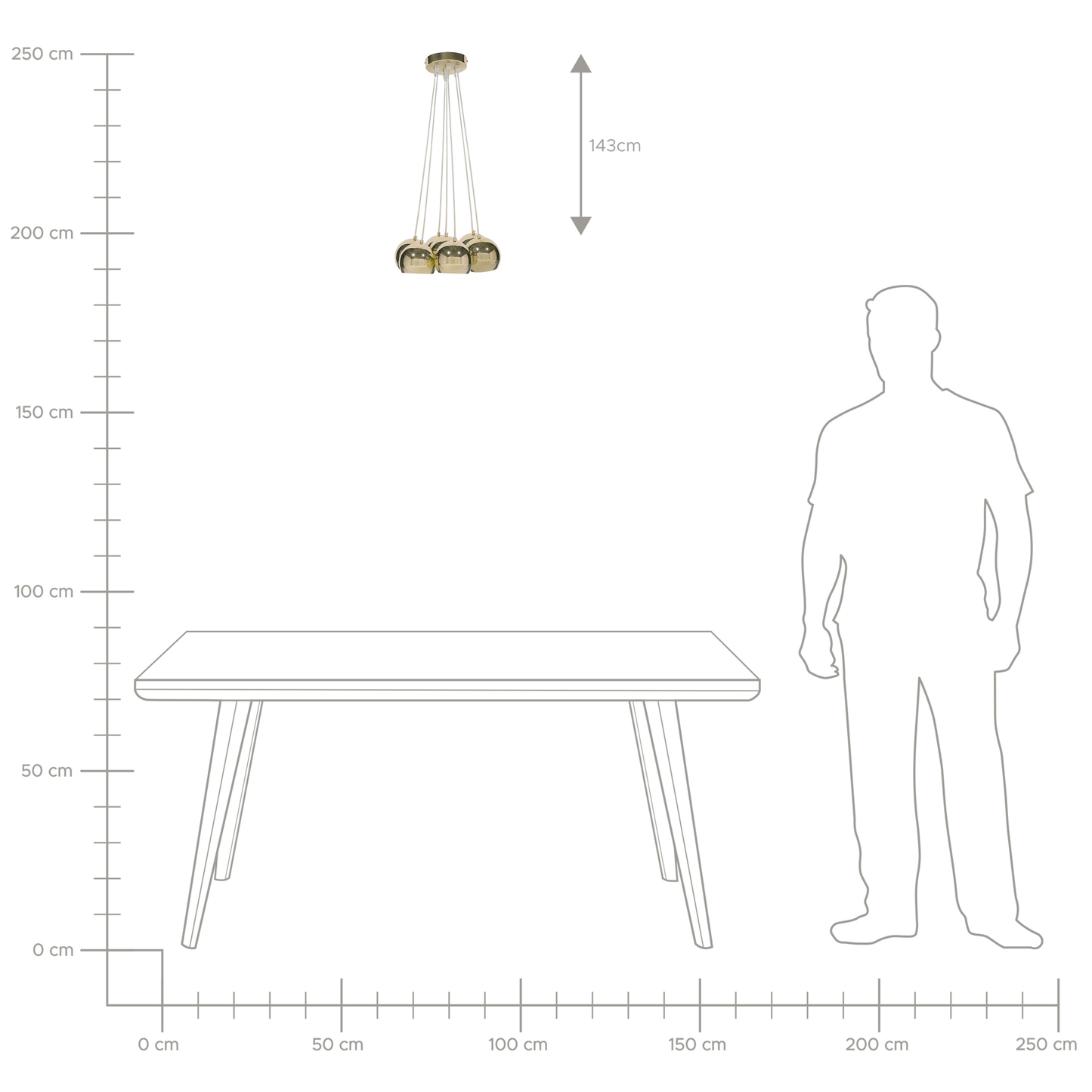 Hängelampe gold 7-flammig Kugelform OLZA