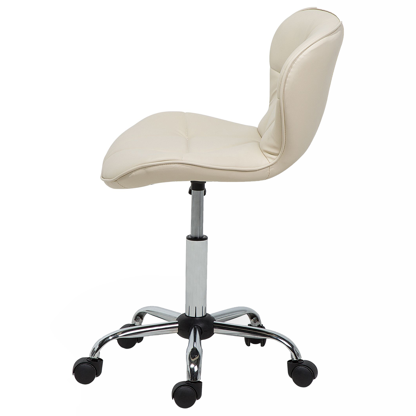 Arbeitshocker mit Rollen Kunstleder beige höhenverstellbar VALETTA