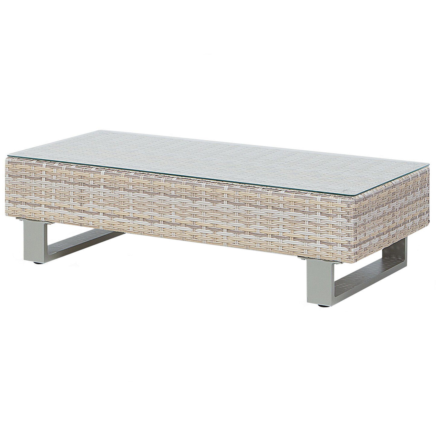 Garten Ecksofa mit Tisch 5-Sitzer LANCIANO rechtsseitig Polyrattan Grau