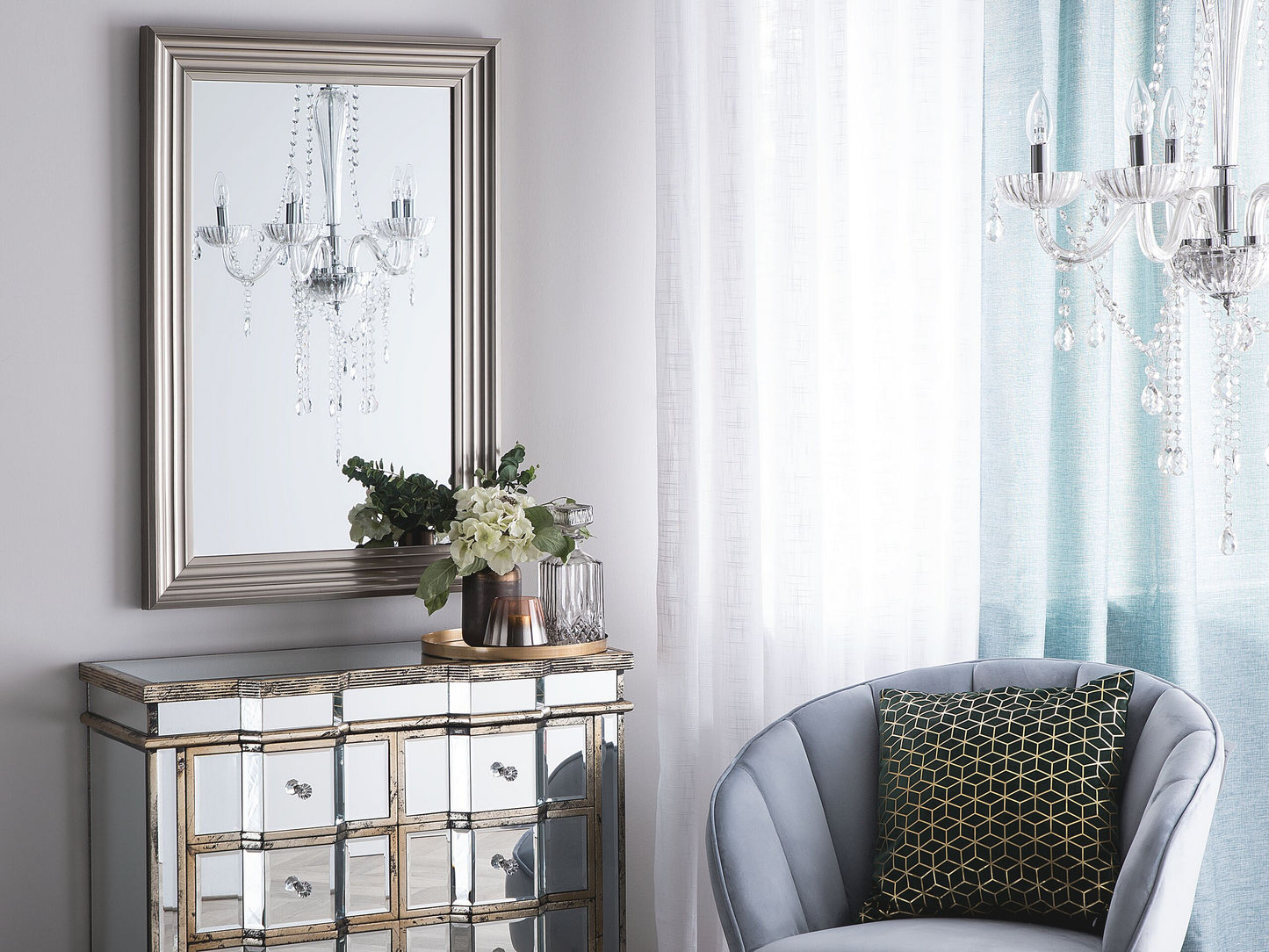 Wandspiegel CHATAIN 61 cm 91 cm Silber