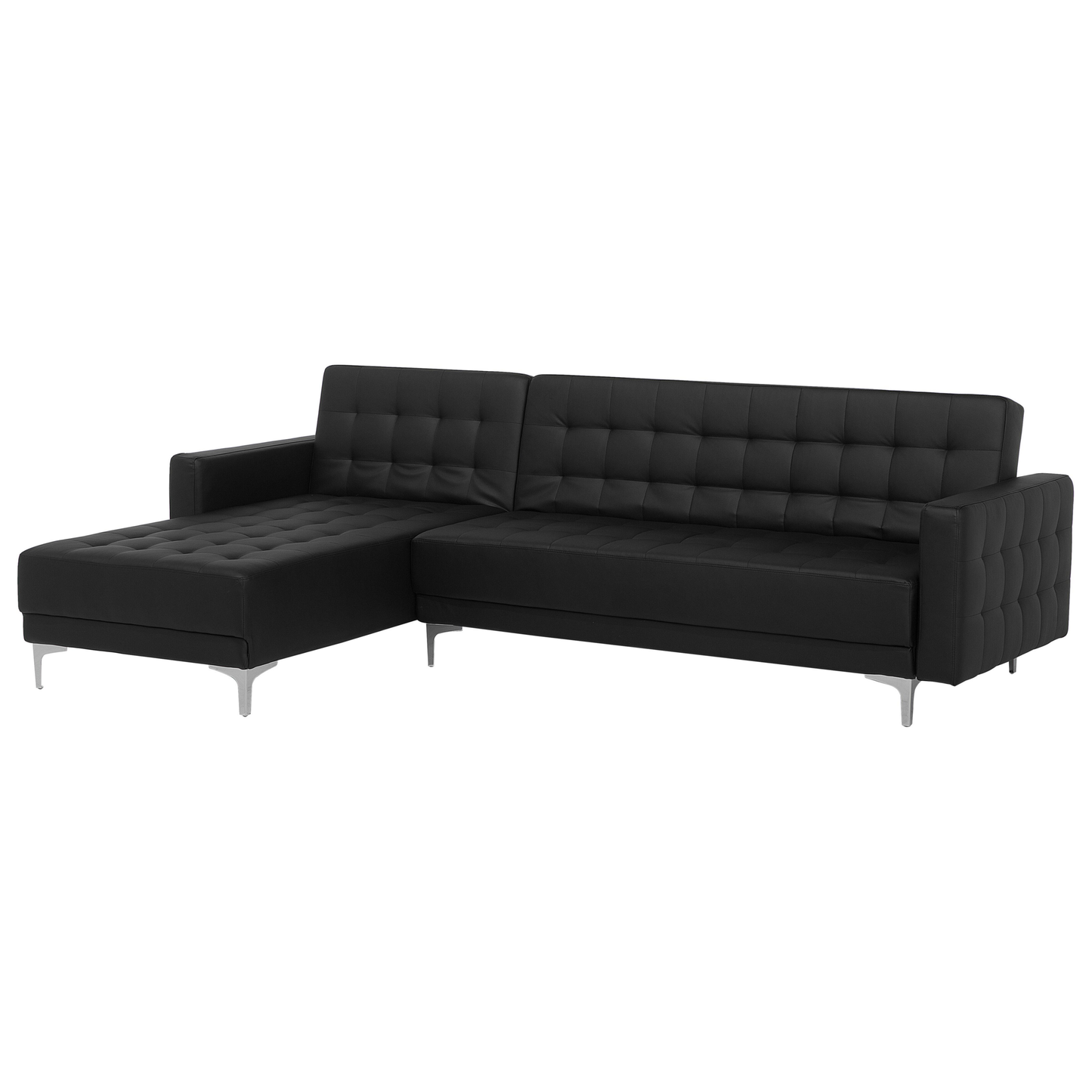 Ecksofa rechtsseitig Kunstleder schwarz Schlaffunktion ABERDEEN