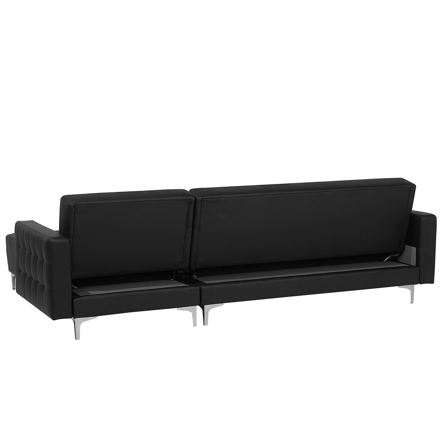 Ecksofa linksseitig Kunstleder schwarz Schlaffunktion ABERDEEN