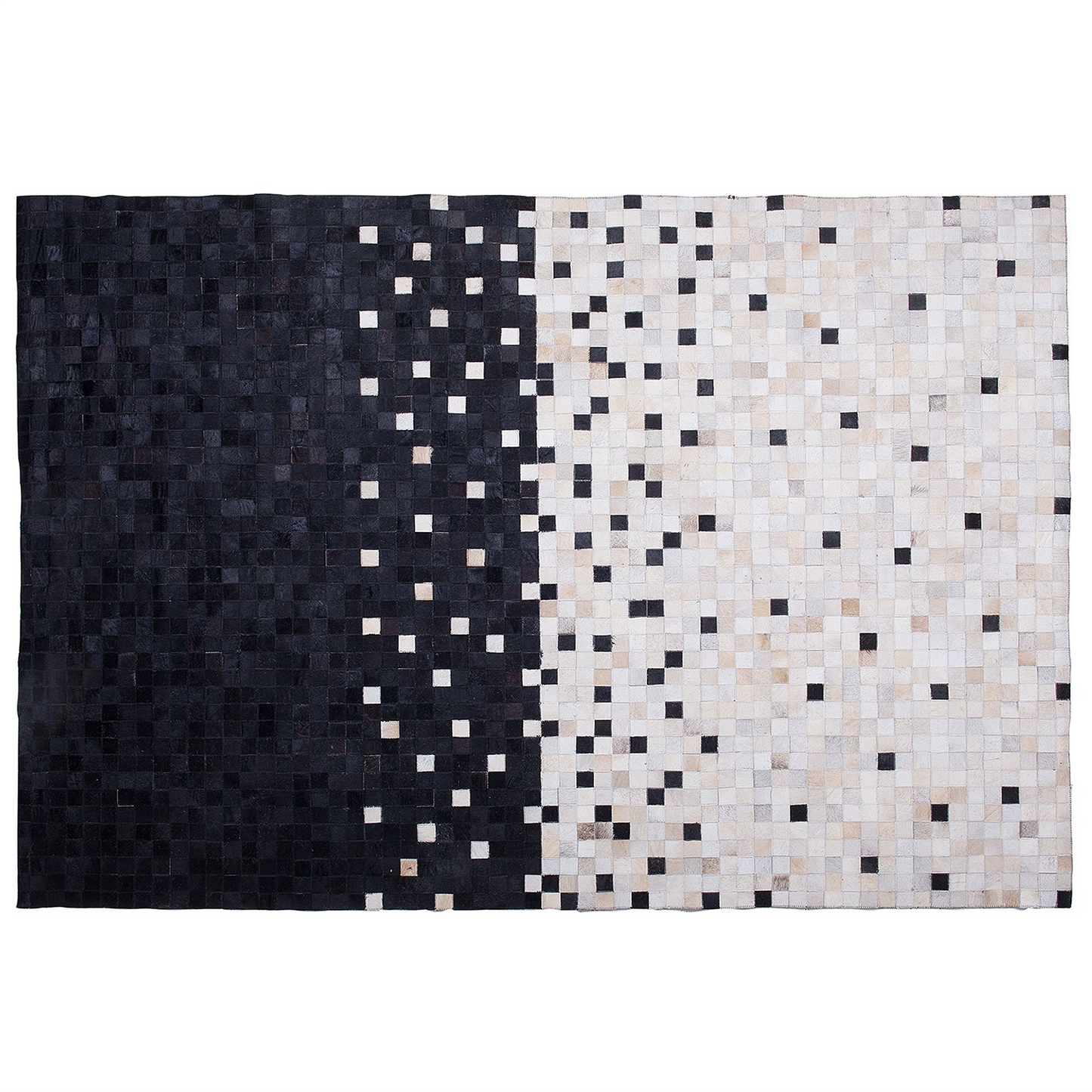 Teppich Leder schwarz-beige 140 x 200 cm Patchwork Kurzflor ERFELEK