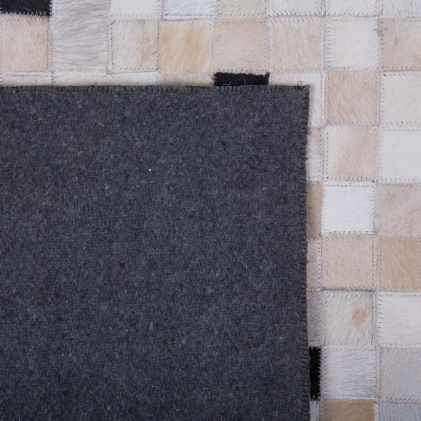 Teppich Leder schwarz-beige 140 x 200 cm Patchwork Kurzflor ERFELEK
