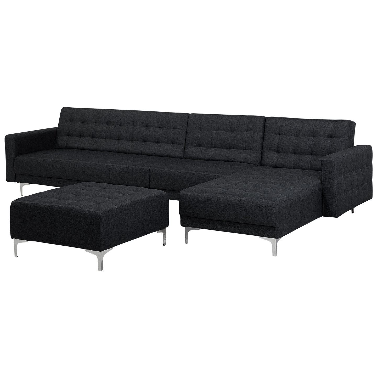 Modulsofa Polsterbezug Schlaffunktion graphitgrau linksseitig Ottomane ABERDEEN