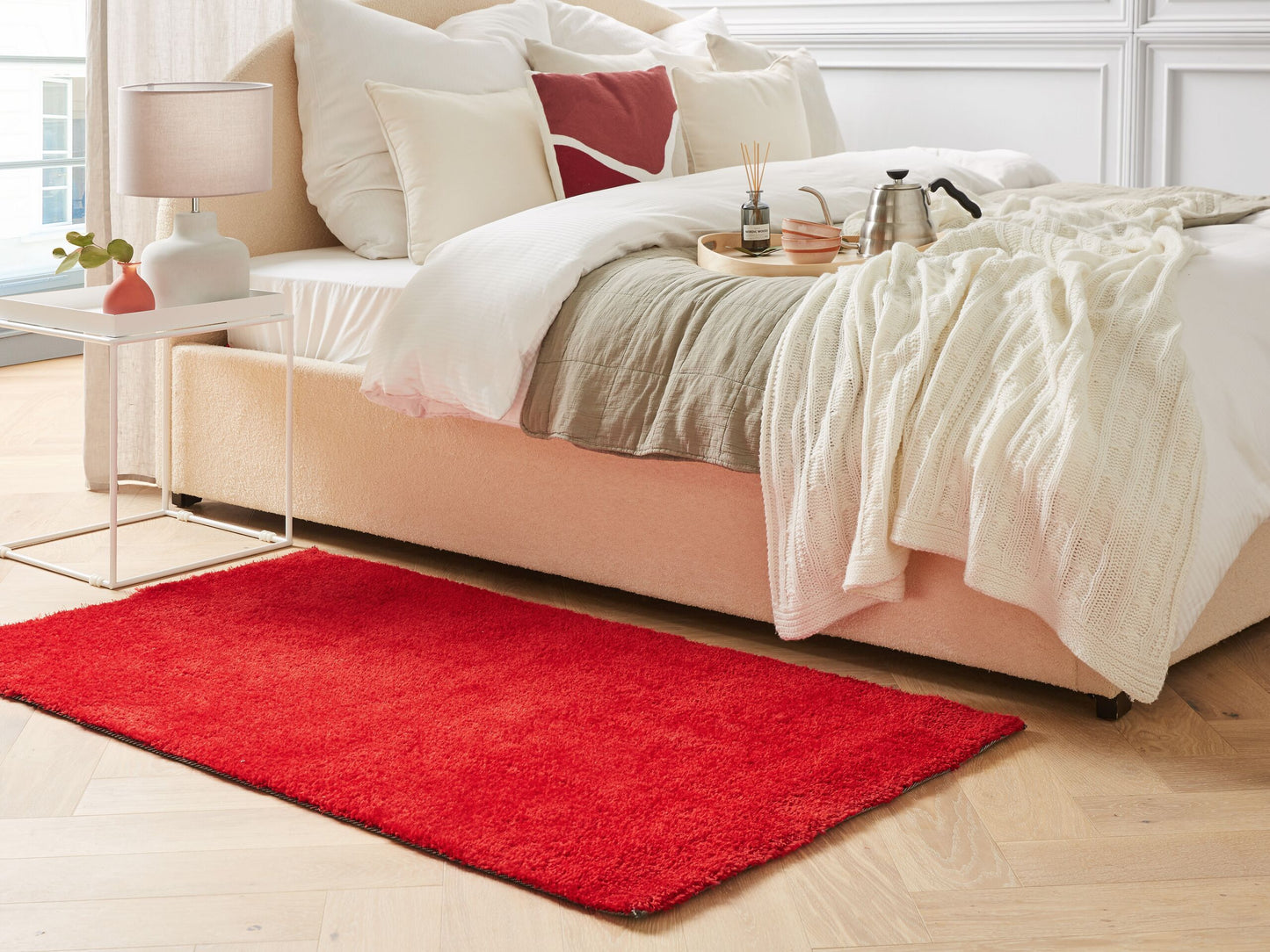 Teppich rot 80 x 150 cm Shaggy DEMRE