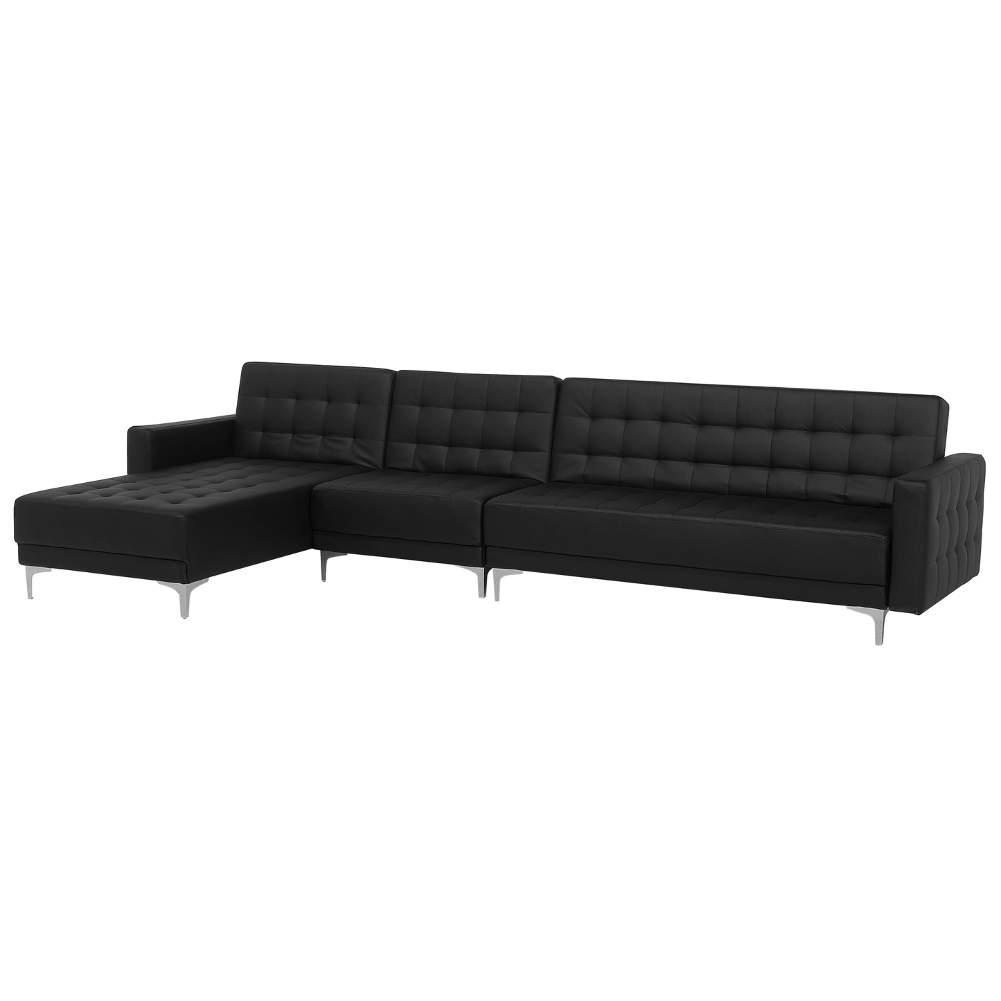 Modulsofa Kunstleder Schlaffunktion schwarz rechtsseitig ABERDEEN