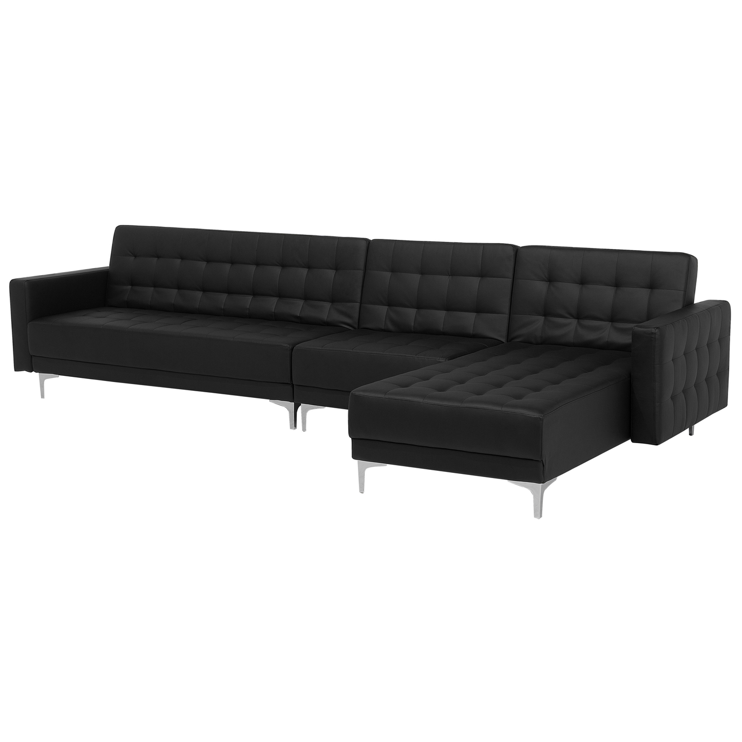Modulsofa Kunstleder Schlaffunktion schwarz linksseitig ABERDEEN