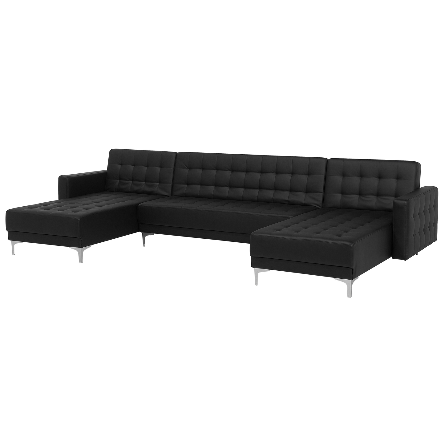 Schlafsofa U-förmig Kunstleder schwarz ABERDEEN