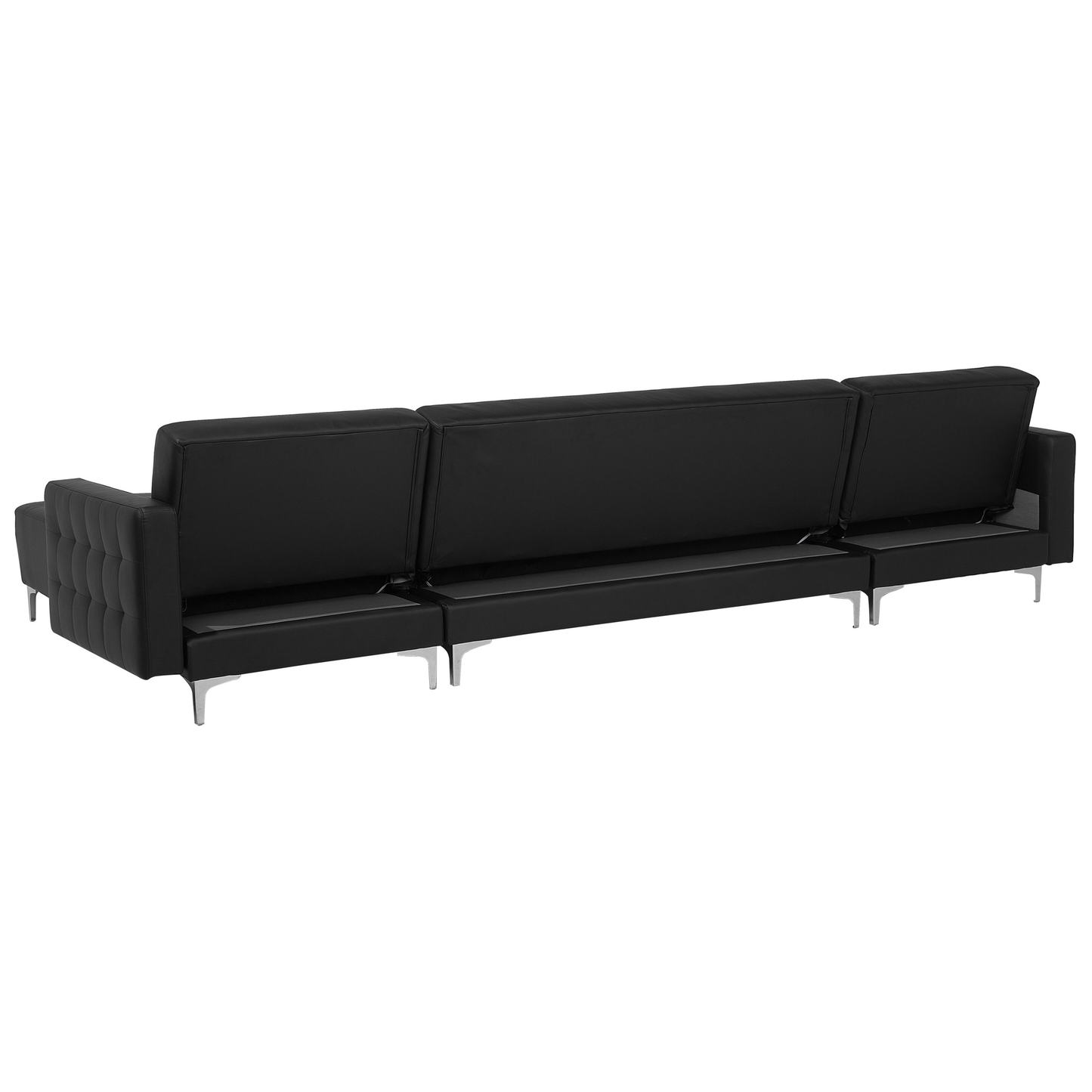 Schlafsofa U-förmig Kunstleder schwarz mit Ottomane ABERDEEN