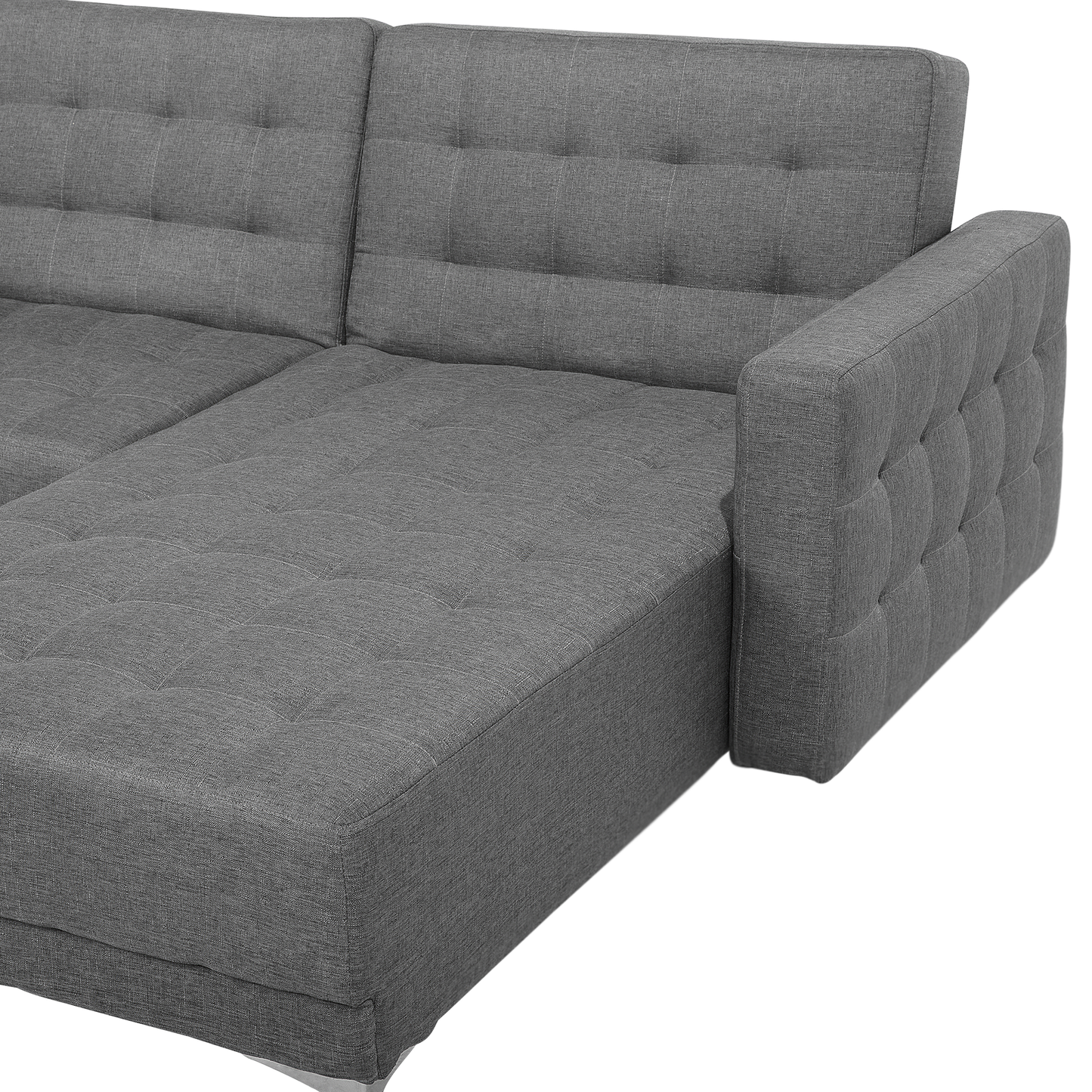 4-Sitzer Schlafsofa hellgrau linksseitig mit Ottomane ABERDEEN